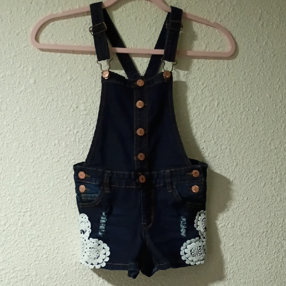 Kids Denim Overalls with White Accents